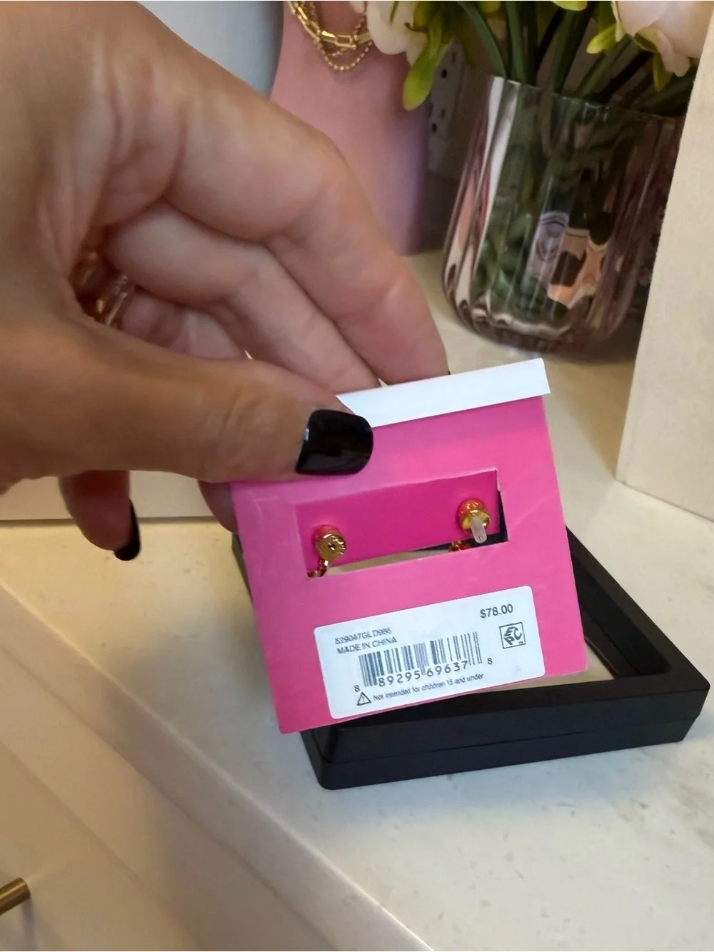 Kurt Geiger NWT evil eye 🧿 Gold-Tone Hoop Earrings with Pink and Green Charms